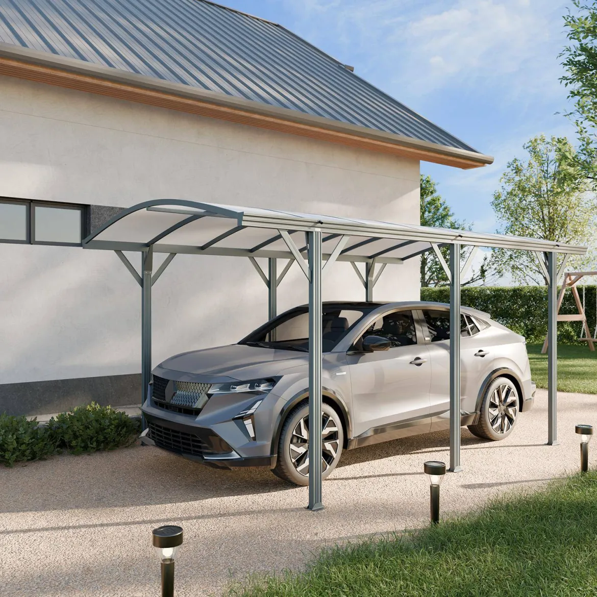 Tettoia per auto in alluminio e policarbonato, 15m²