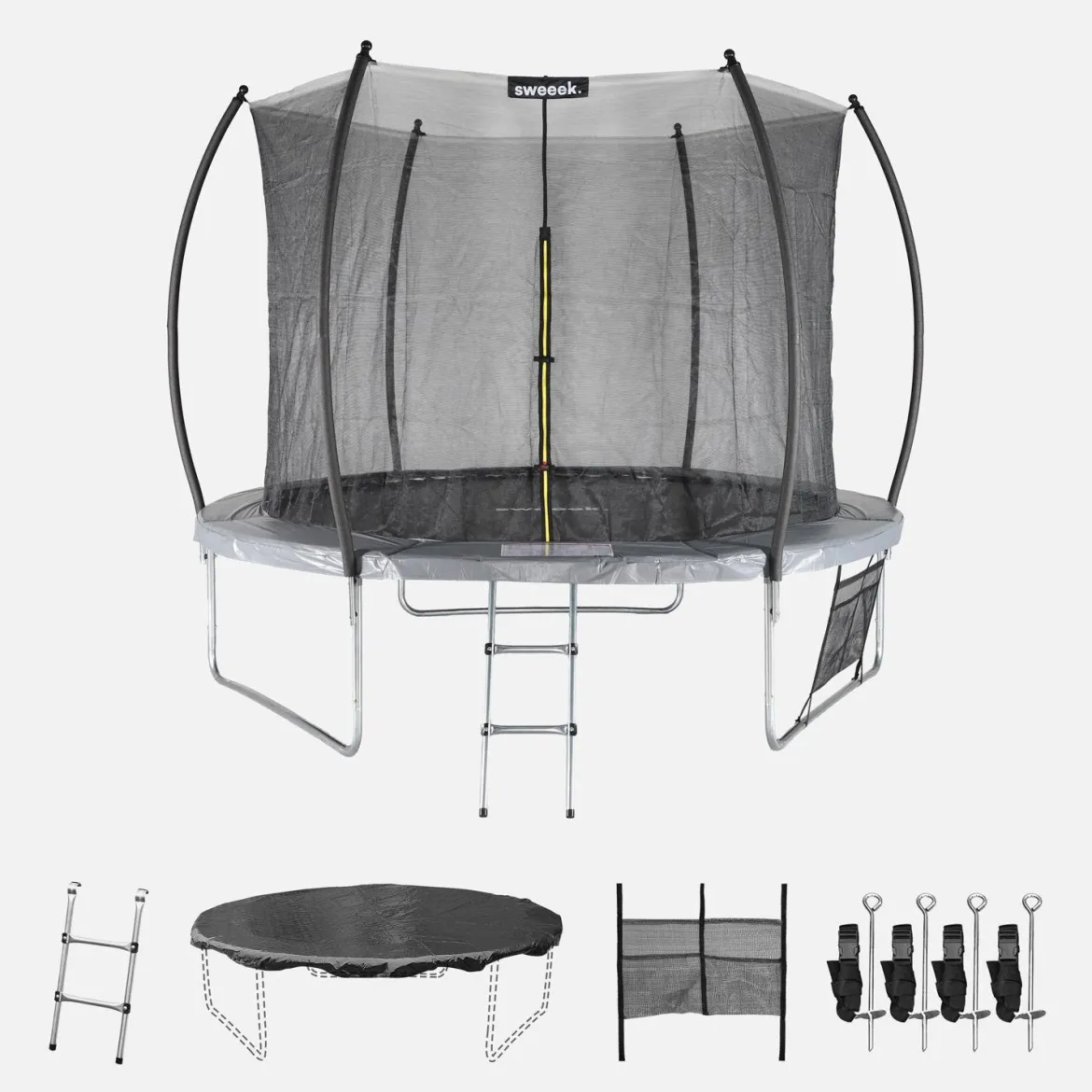 Trampolino 250cm con rete interna e pacchetto accessori