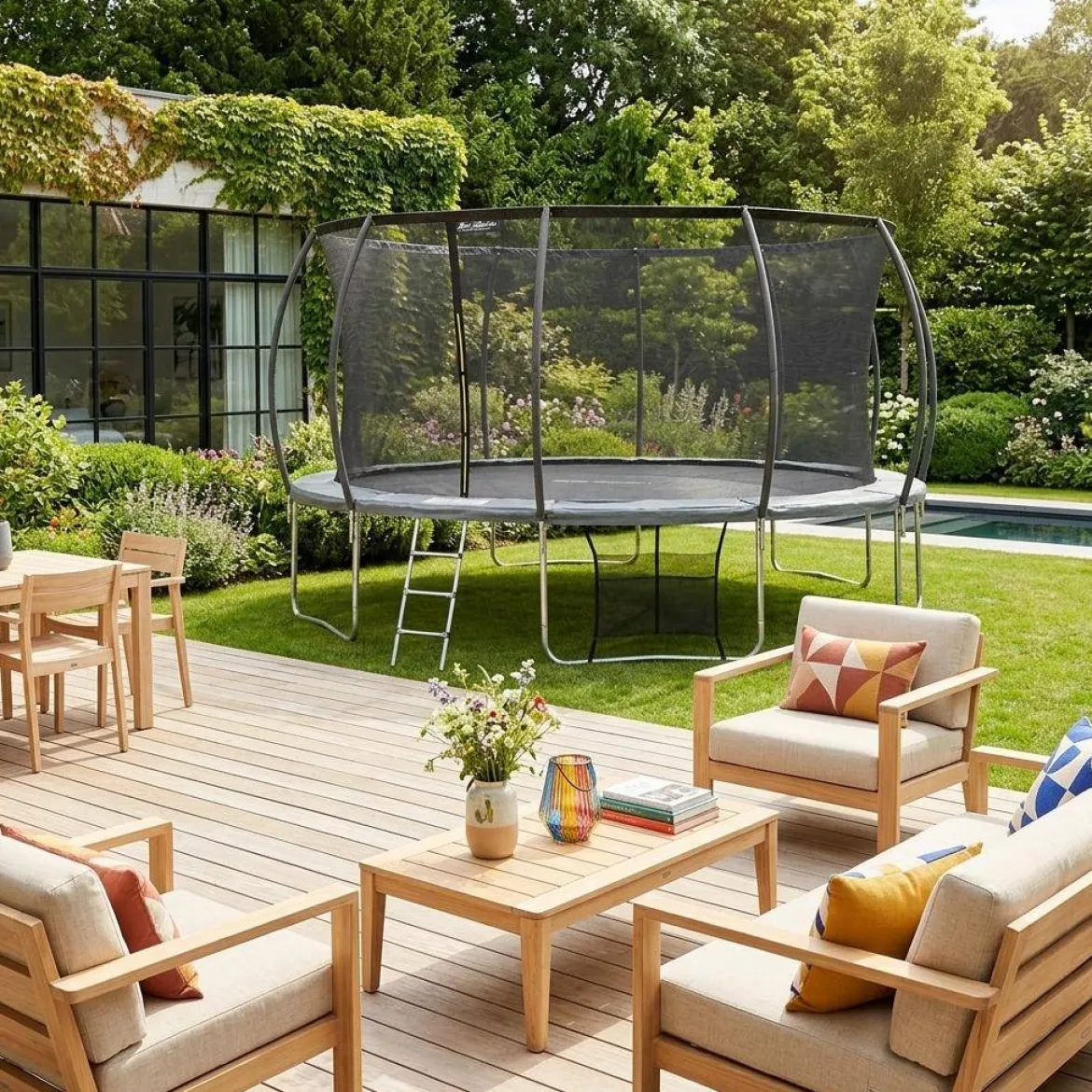 Trampolino retondo 490cm rete interna con pacchetto accessori