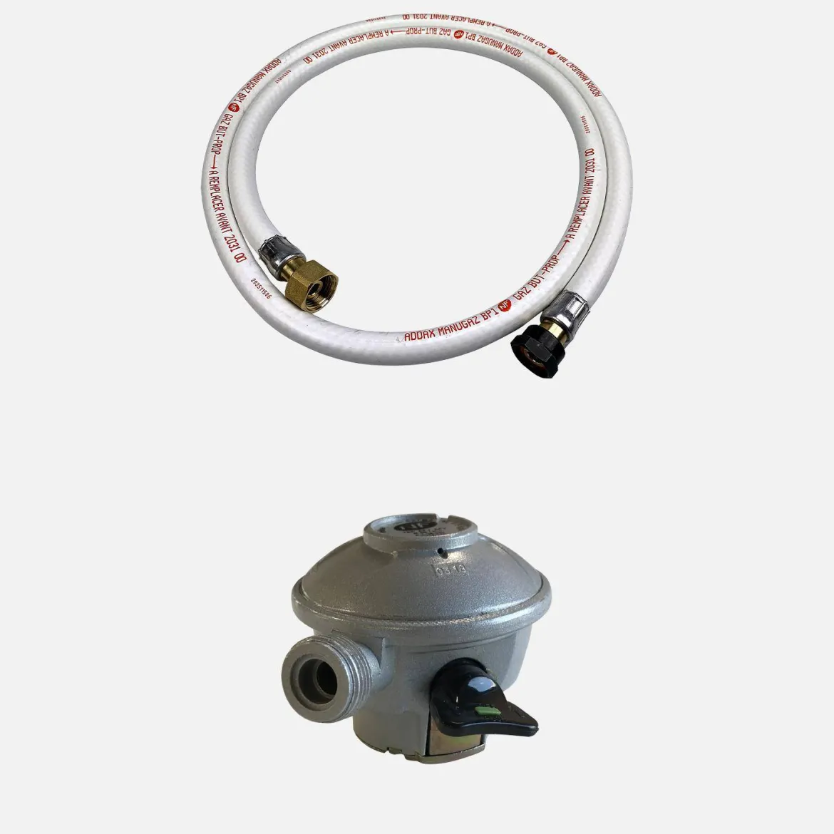 Tubo flessibile per gas propano Quick-On con regolatore di pressione, 1,5m 27mbar