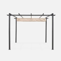 3x3m Pergola, alluminio, copertura scorrevole